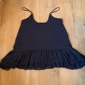 ABS denim collection ruffle peplum top